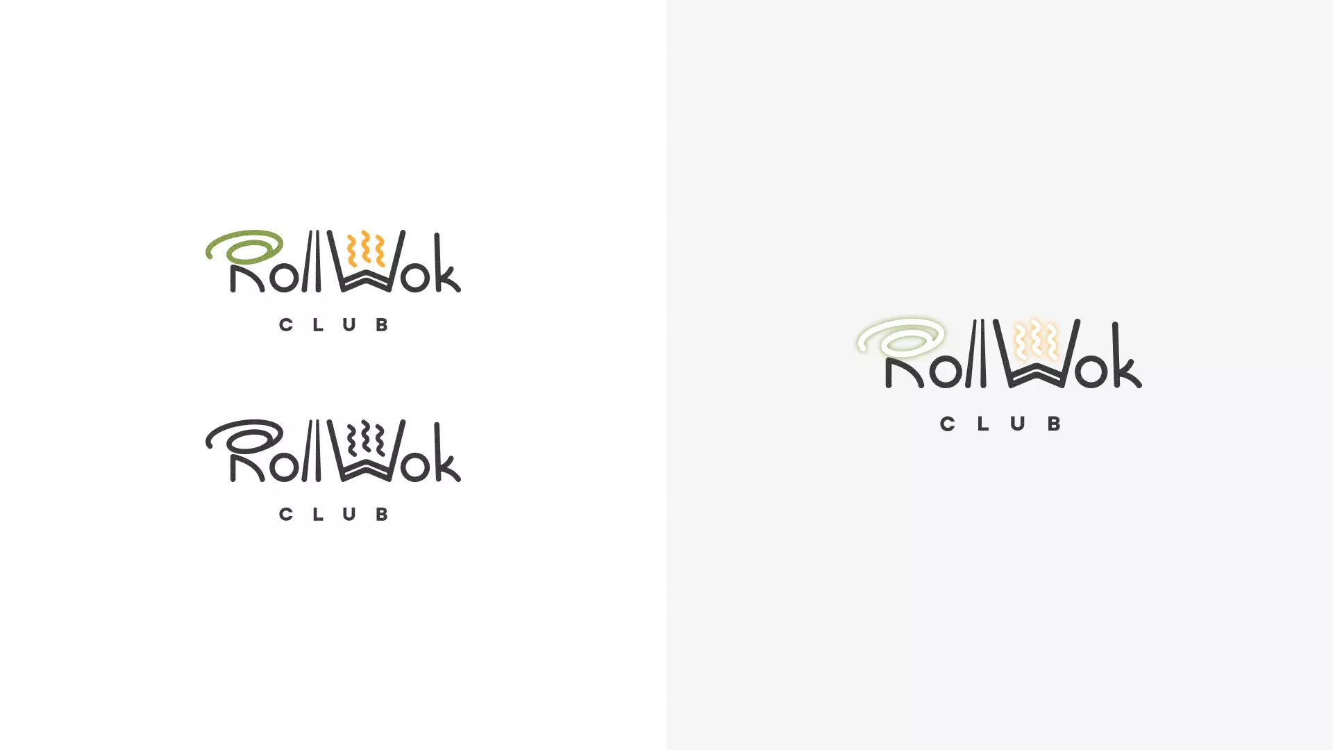 Разработка логотипа и фирменного стиля суши-бара «Roll Wok Club» в Камешково