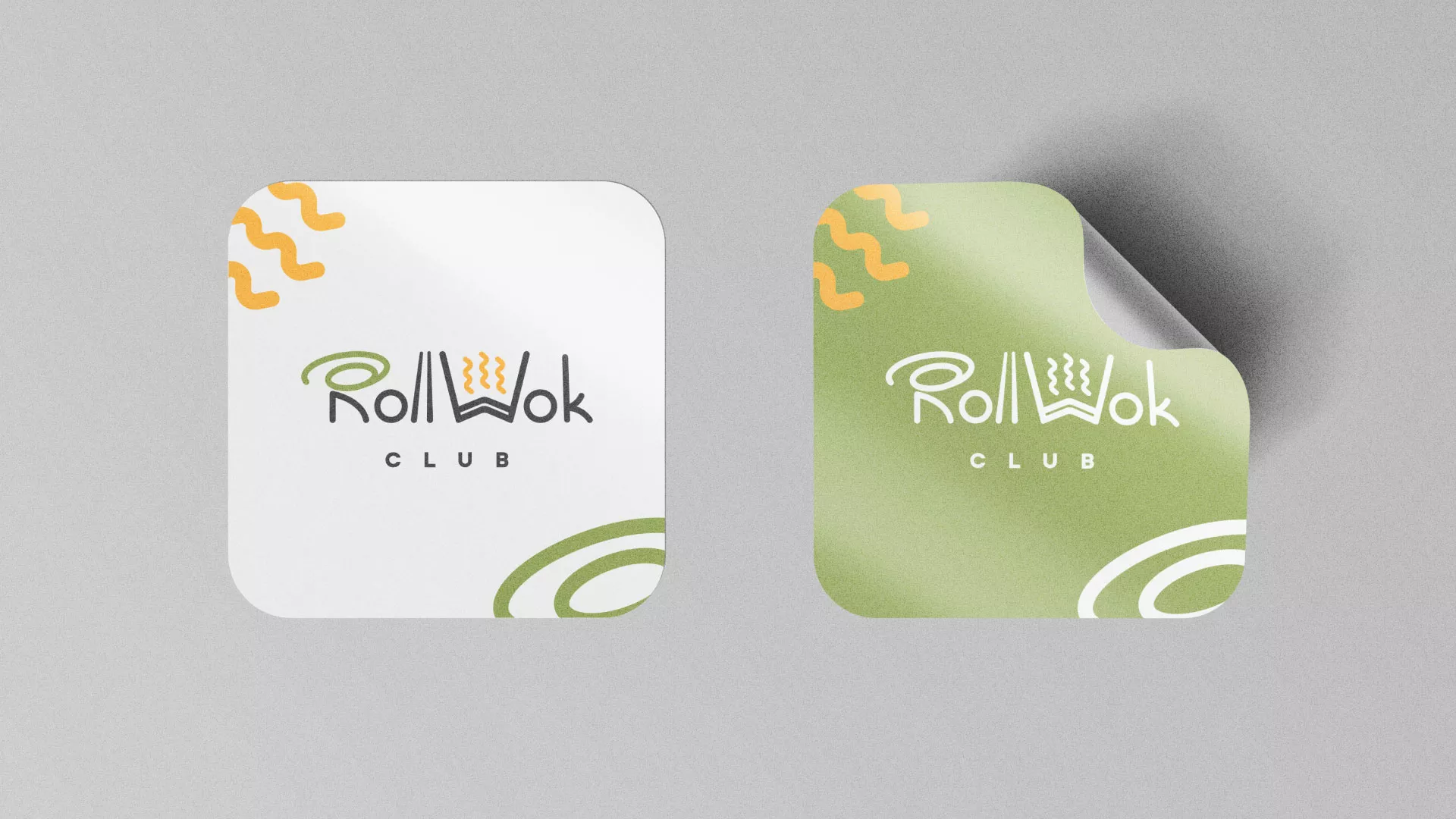Разработка логотипа и фирменного стиля суши-бара «Roll Wok Club» в Камешково